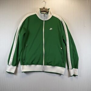 Nike Sportswear Green White Full Zip Up Track Jacket Men Size Large White Swoosh